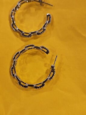 Silver Link Hoop Earrings